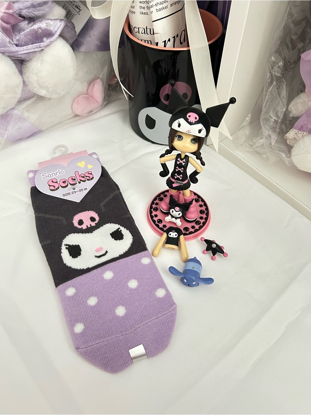 Pinky Street Kuromi Costume Set collaboration Figure and Kuromi Sanrio Socks